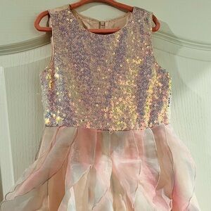 Rare Editions Pink and Cream Sequin Dress